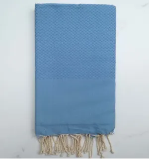 FOUTA Nid d'abeille unie gris bleu 
