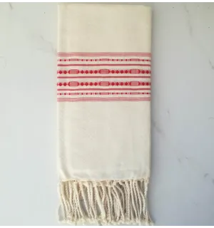 Fouta arabesque rayée rouge 