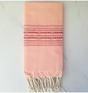 Fouta arabesque rayée rouge 