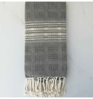 Fouta arabesque rayée rouge 