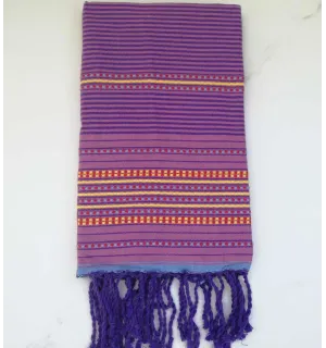 Fouta arabesque rayée rouge