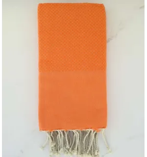 FOUTA nid d'abeille unie orange