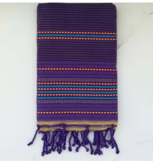 Fouta arabesque rayée rouge 