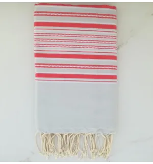 Fouta arabesque rayée rouge