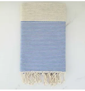 Toalla de playa nido de abeja gris rayas azul