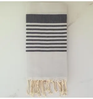 Fouta arabesque rayures marron