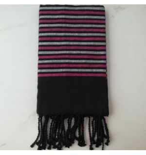 Toalla de playa lurex negro, rosa y plata 
