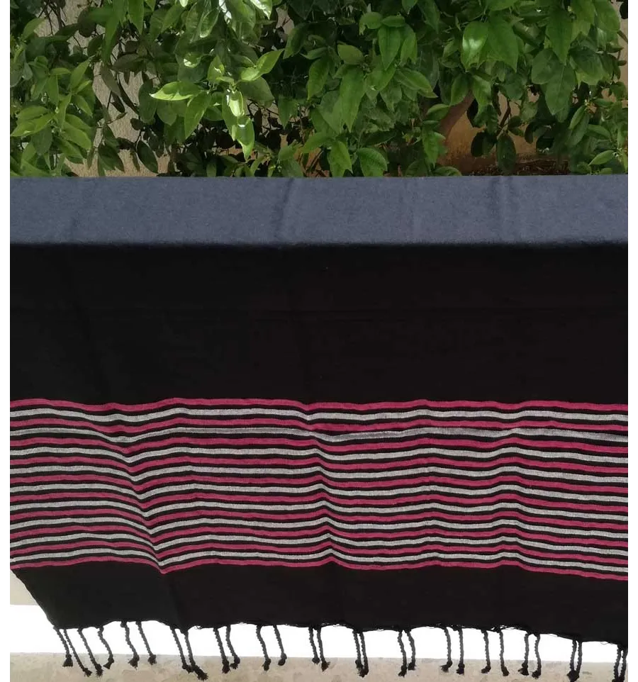 Toalla de playa lurex negro, rosa y plata 