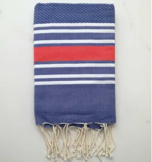 FOUTA NID D'ABEILLE vert pistache rayée rouge