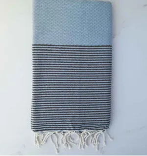FOUTA NID D'ABEILLE vert pistache rayée rouge