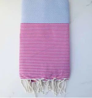 FOUTA NID D'ABEILLE vert pistache rayée rouge
