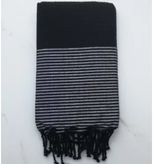 Fouta lurex nido de abeja negro con lurex plateado 