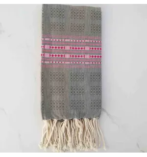 Fouta arabesque rayée rouge