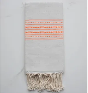 Fouta arabesque rayée rouge