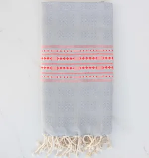Fouta arabesque rayée rouge