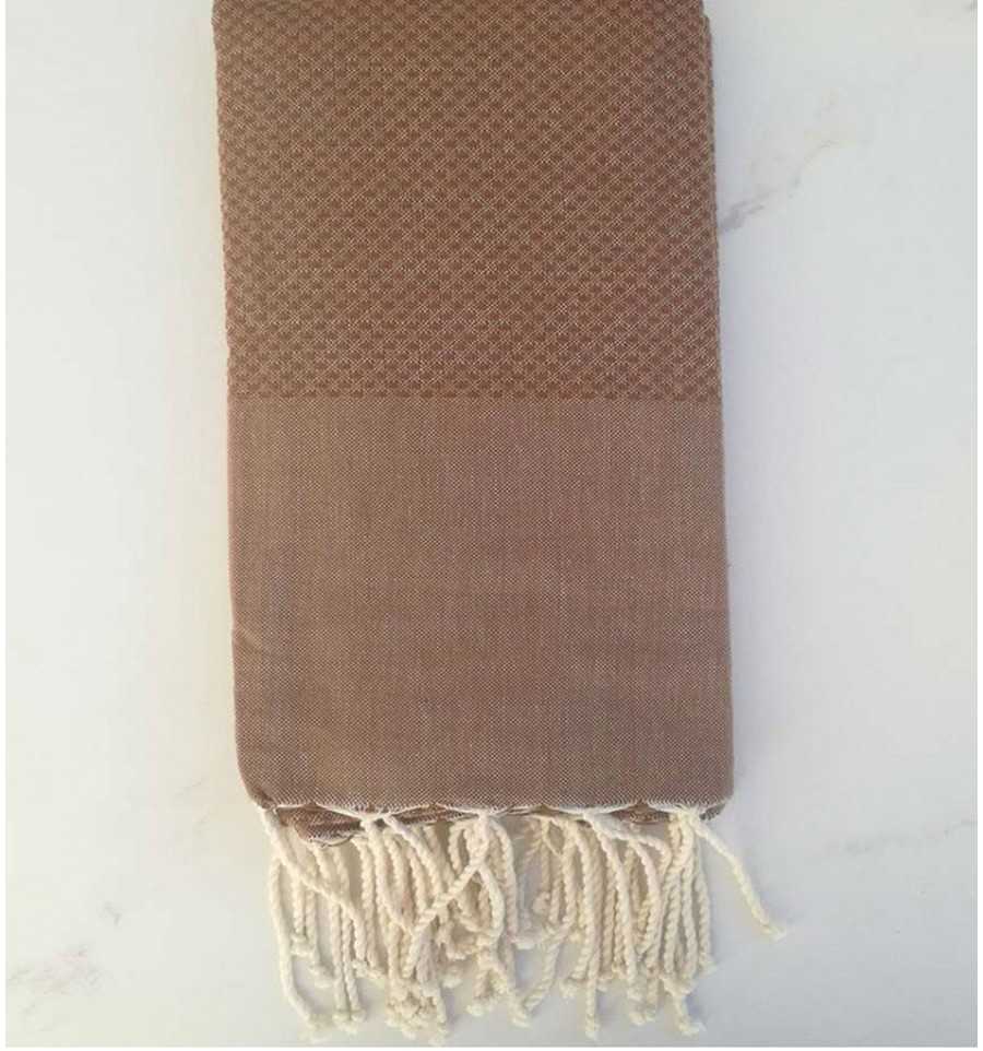 FOUTA nid d'abeille unie beige 