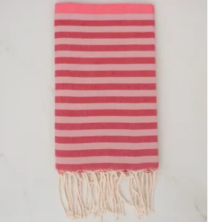 Fouta rosa, rojo y rosa pálido