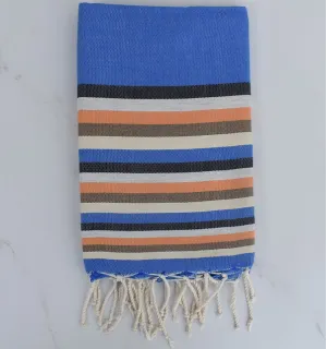 Fouta plate 6 couleurs bleu, anthracite, gris clair, orange, bistre clair et crème
