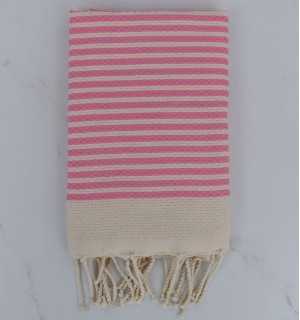 FOUTA nid d'abeille rayée 1 cm rayure rouge anglais 