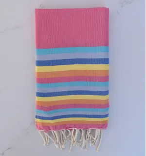 Toalla de playa 6 colores rosa, azul, azul gris, azul, amarillo y naranja