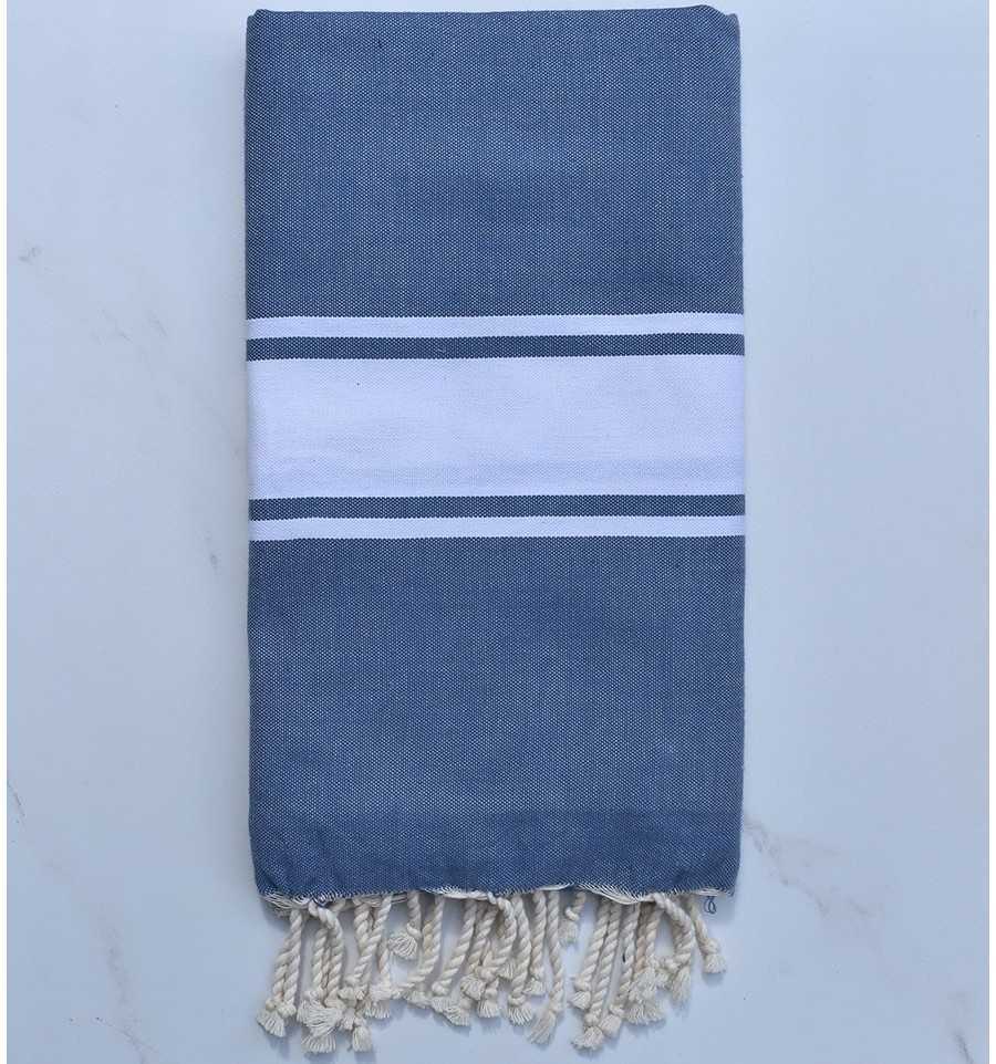 Toalla de playa plato Fouta blue woad