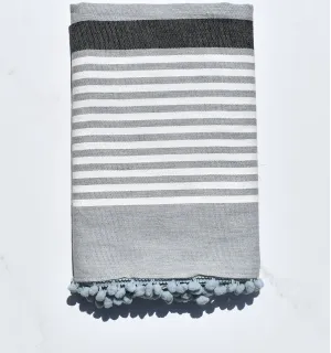 Fouta blanc cassé, gris et anthracite