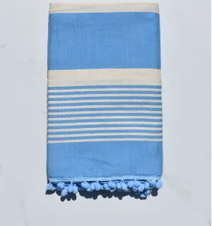 Fouta blanc crème et bleu