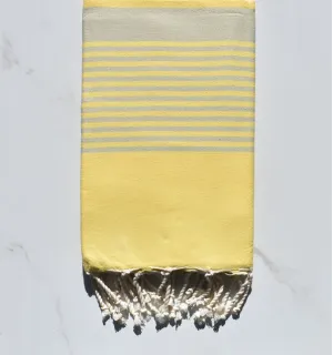 Fouta arthur jaune clair rayée taupe clair 