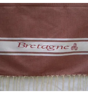 Toalla de playa bordada Bretaña rojo ladrillo 