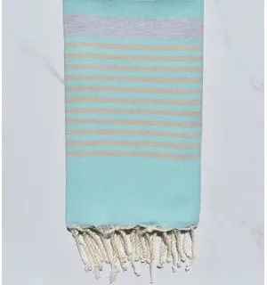 Fouta Arturo turquesa, gris y beige