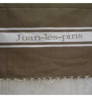 Toalla de playa marrón personalizada Juan les pins 