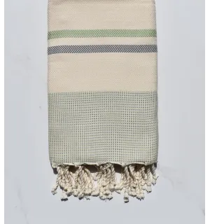 Toalla de playa chevron blanco crema, verde y gris horizonte