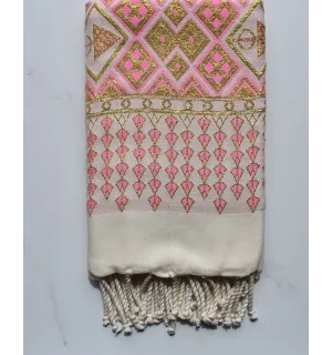 Toalla de playa khlela rosa claro con lurex dorado