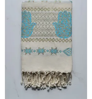 Toalla de playa khomsa turquesa oscuro