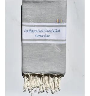 Toalla de Playa Plana Gris Bordada La Rosa Dei Venti Club LAMPEDUSA 
