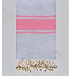 Toalla de playa plana gris claro a rayas rosa 