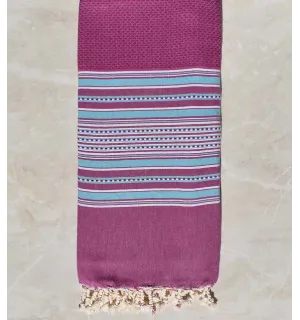 Toalla de playa grande arabesco violeta y celeste