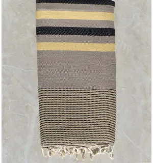 Fouta gigante chevron taupe, amarillo y negro gris 
