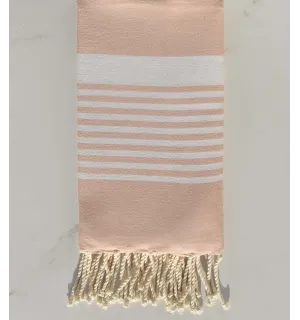 Toalla de playa Arturo sopa rosa con rayas blancas