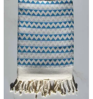 Toalla de playa de zigzag crudo, azul celeste Azul maya