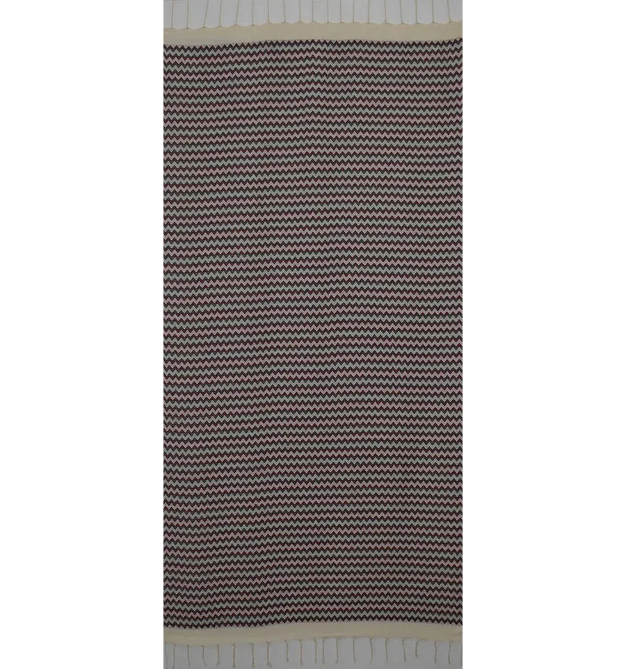 Toalla de playa de zigzag Crema, gris y morado