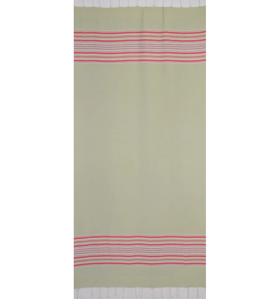 Fouta arabesco verde pistacho con rayas 