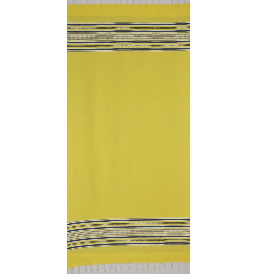 Fouta arabesco amarillo neón y azul