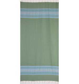 Fouta arabesco verde con rayas azules  2