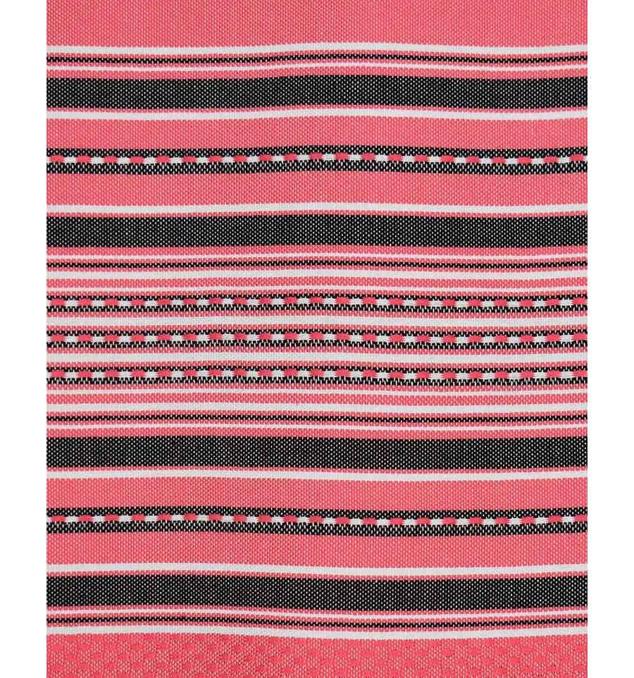 Fouta arabesque rose fraise avec rayures anthracite