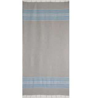 Fouta arabesco gris claro con rayas azules Fouta Tunisia - 1 2