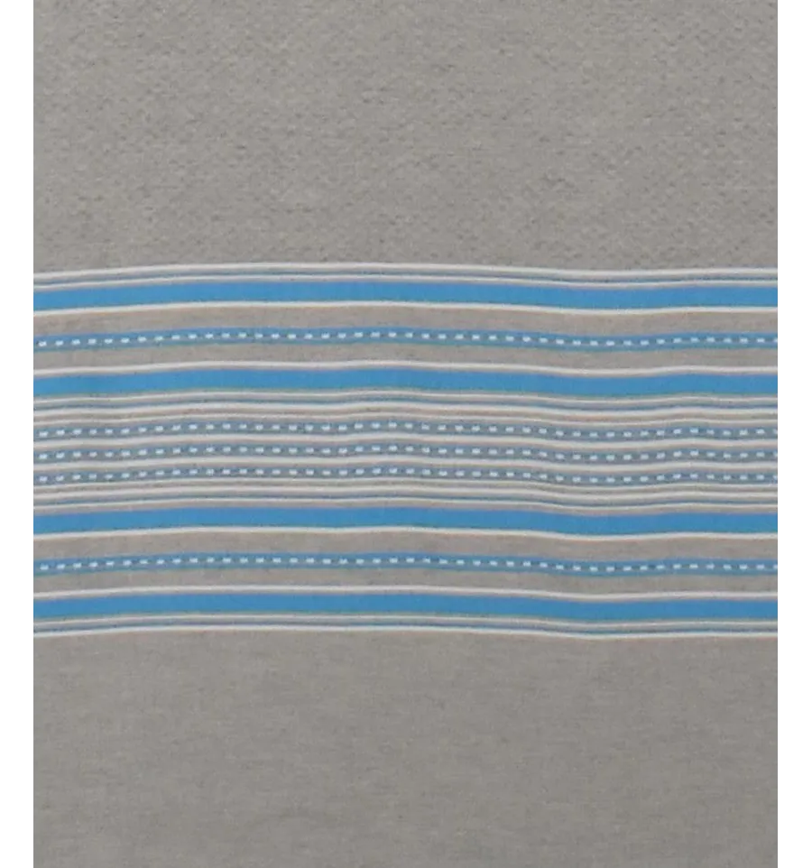 Fouta arabesco gris claro con rayas azules