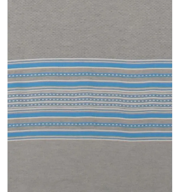 Fouta arabesco gris claro con rayas azules 