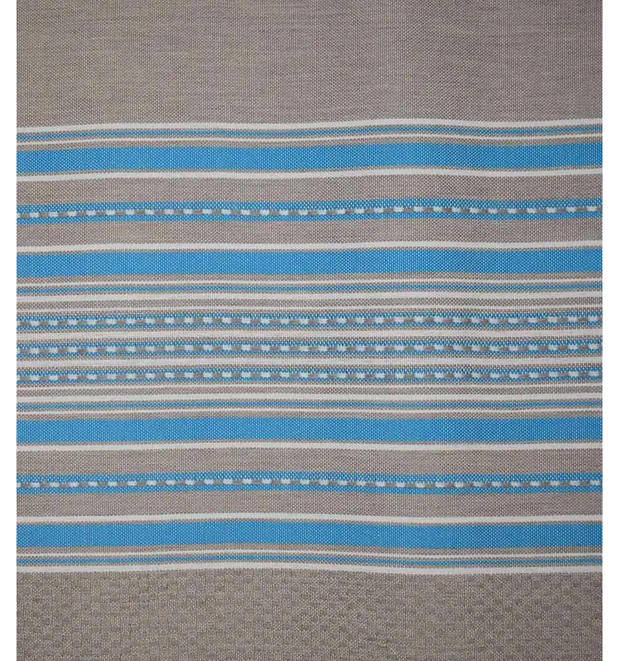 Fouta arabesco de color topo claro con rayas azules
