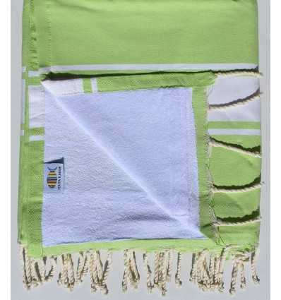toalla de playa,duplicado esponja verde pistacho y blanco